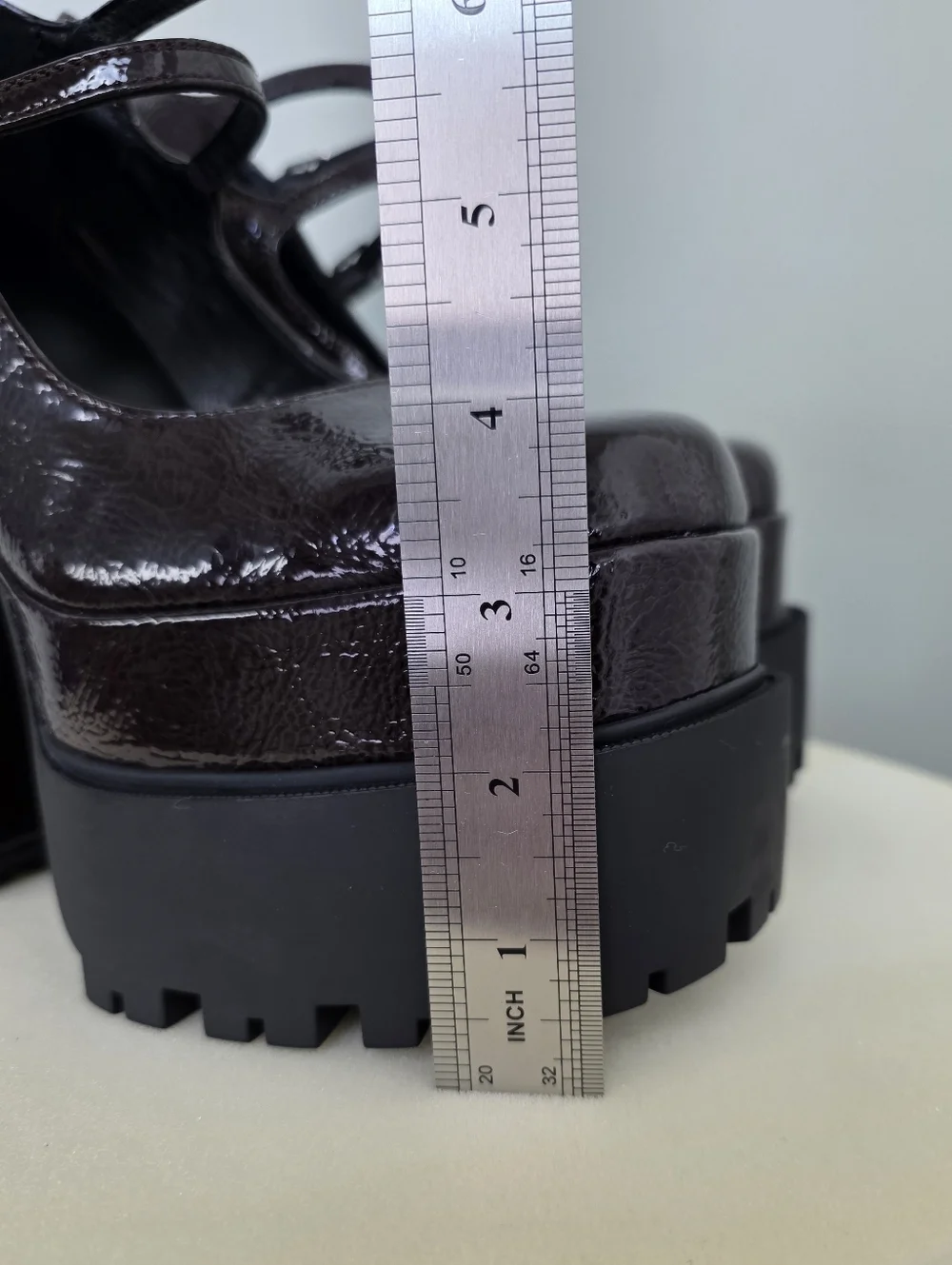 Affection Los Angeles Patent Lug Sole Platform Mary Janes - Dark Brown - 7.5 NEW